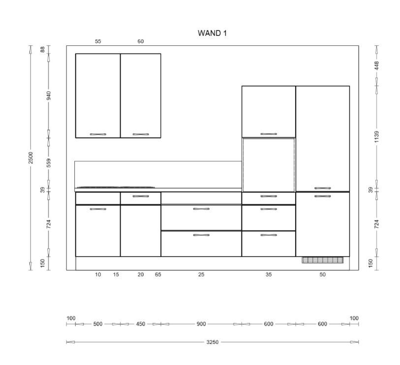 KÜCHENLEERBLOCK 305 cm   in Eichefarben, Beige  - Edelstahlfarben/Eichefarben, KONVENTIONELL, Holzwerkstoff/Metall (305cm) - Burger