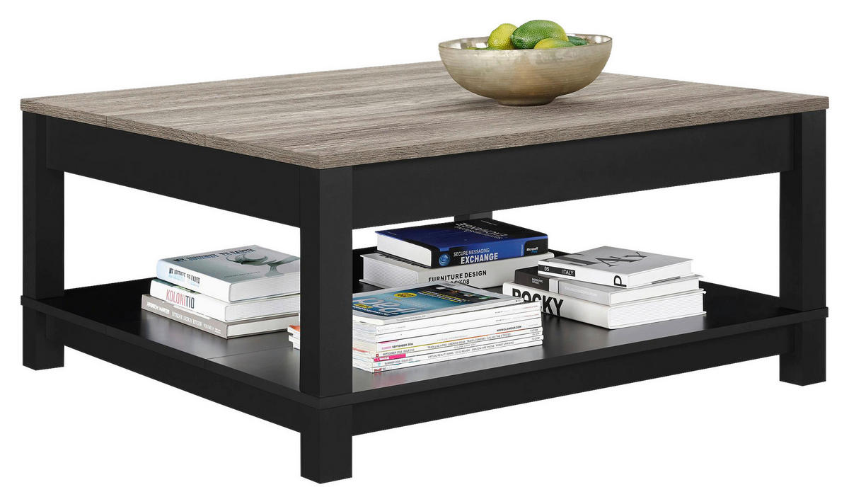 COUCHTISCH Carver 90/90/44 cm Schwarz  - Schwarz, Design, Holzwerkstoff/Metall (90/90/44cm) - MID.YOU