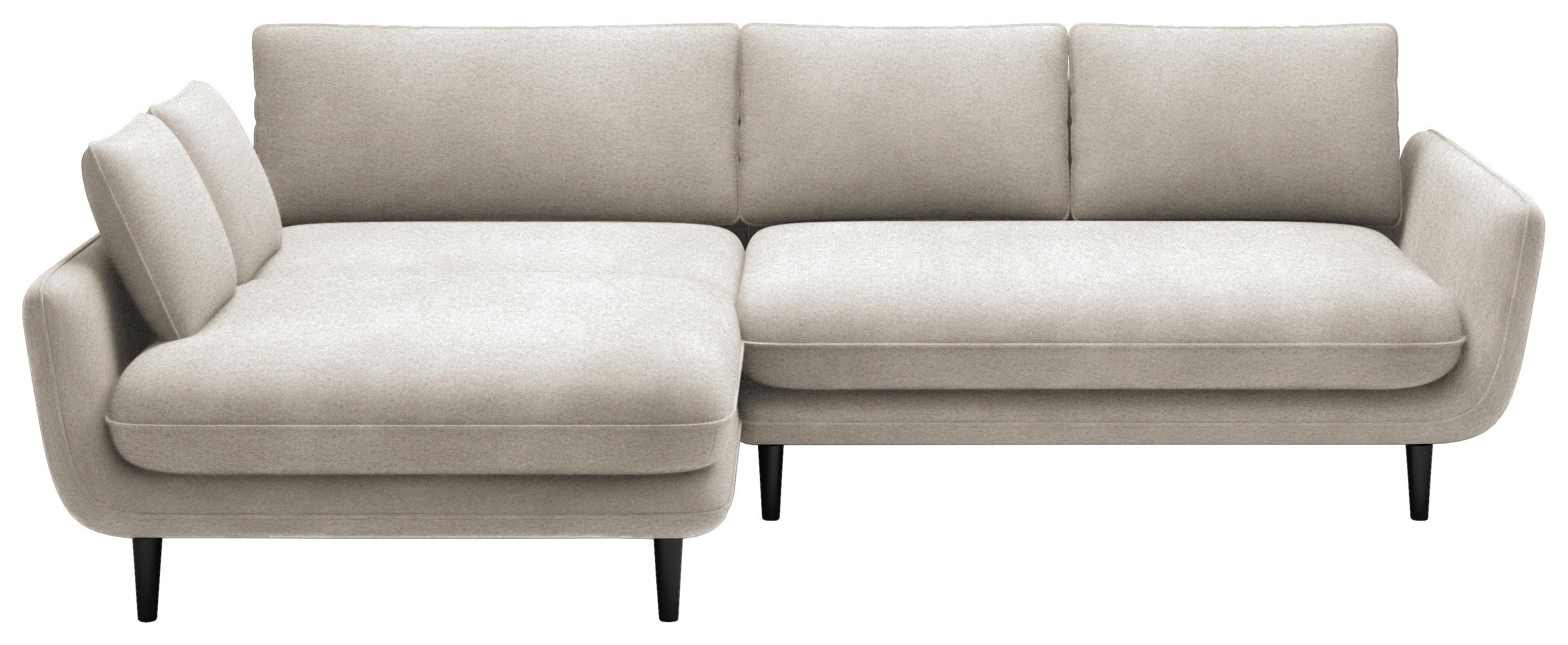 ECKSOFA in Velours Beige  - Beige/Schwarz, Design, Holz/Textil (167/260cm) - Welnova