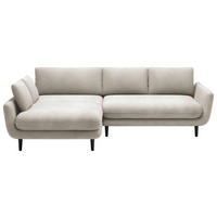 ECKSOFA in Velours Beige  - Beige/Schwarz, Design, Holz/Textil (167/260cm) - Welnova