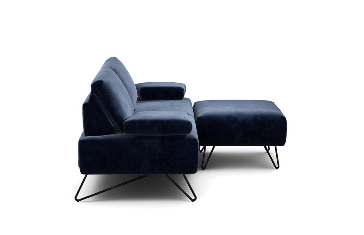 2-SITZER-SOFA Samt Dunkelblau  - Schwarz/Dunkelblau, Design, Textil/Metall (164-194/85/86-94cm) - SENSOO