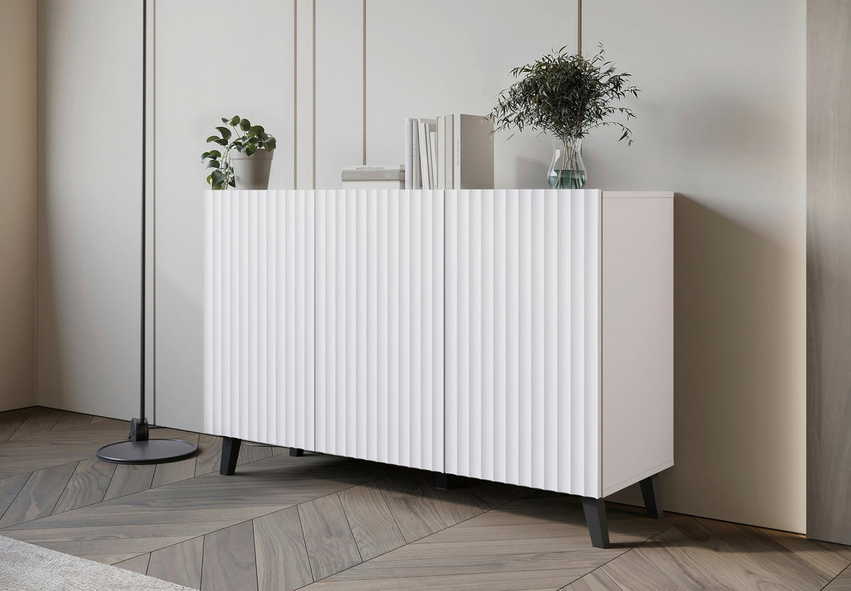 ŠIROKÁ KOMODA, biela, 120/78/39,1 cm - čierna/biela, Design, kompozitné drevo/plast (120/78/39,1cm) - Livetastic