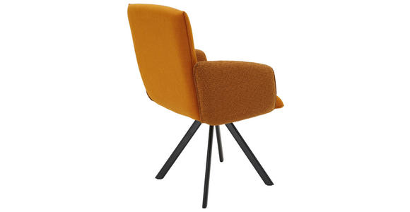 ARMLEHNSTUHL  Sitzfläche 180° drehbar, automatische Rückholfunktion Webstoff, Mikrofaser  - Schwarz/Orange, Design, Textil/Metall (60/96/61cm) - Linea Natura