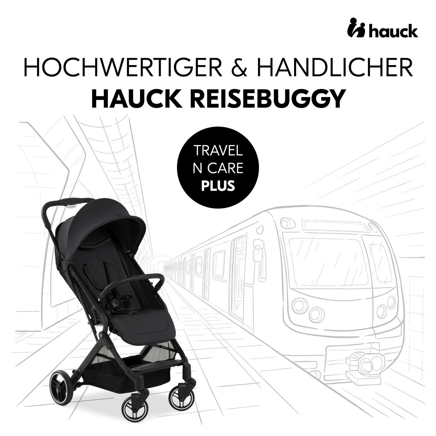 BUGGY TRAVEL N CARE PLUS  - Schwarz, Basics, Metall (81/51,5/105cm) - Hauck