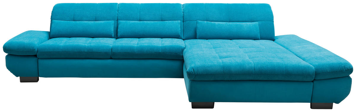 ECKSOFA Türkis Mikrofaser  - Türkis/Schwarz, Design, Textil/Metall (204/341cm) - Xora