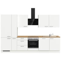 KÜCHENLEERBLOCK 330 cm   in Weiß, Eichefarben  - Edelstahlfarben/Eichefarben, MODERN, Holzwerkstoff/Metall (330cm) - Nobilia