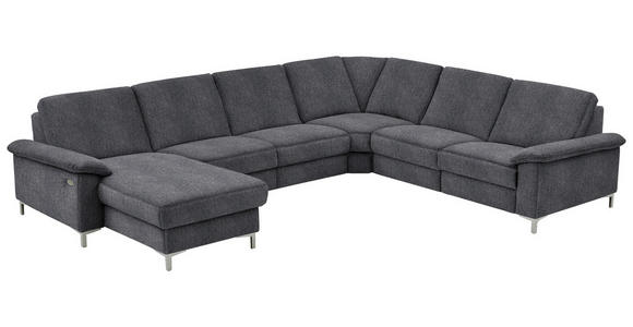 WOHNLANDSCHAFT in Chenille Dunkelgrau - Dunkelgrau/Alufarben, Design, Textil/Metall (170/333/265cm) - Dieter Knoll