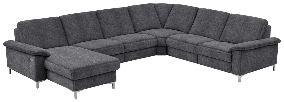 WOHNLANDSCHAFT in Chenille Dunkelgrau  - Dunkelgrau/Alufarben, Design, Textil/Metall (170/333/265cm) - Dieter Knoll