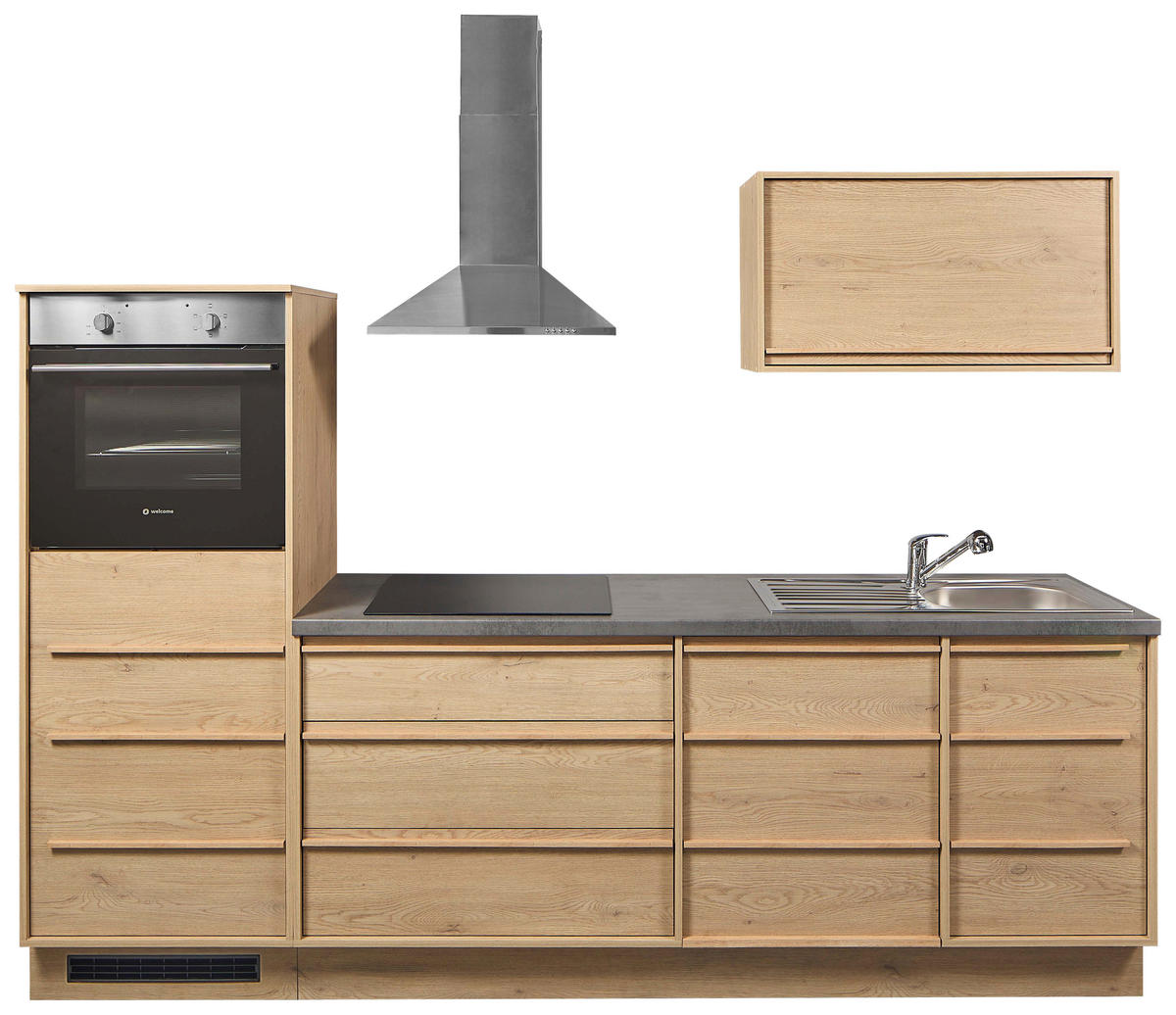 KÜCHENLEERBLOCK 264 cm   in Eichefarben  - Eichefarben/Anthrazit, Trend, Holzwerkstoff/Kunststoff (264cm) - P & B