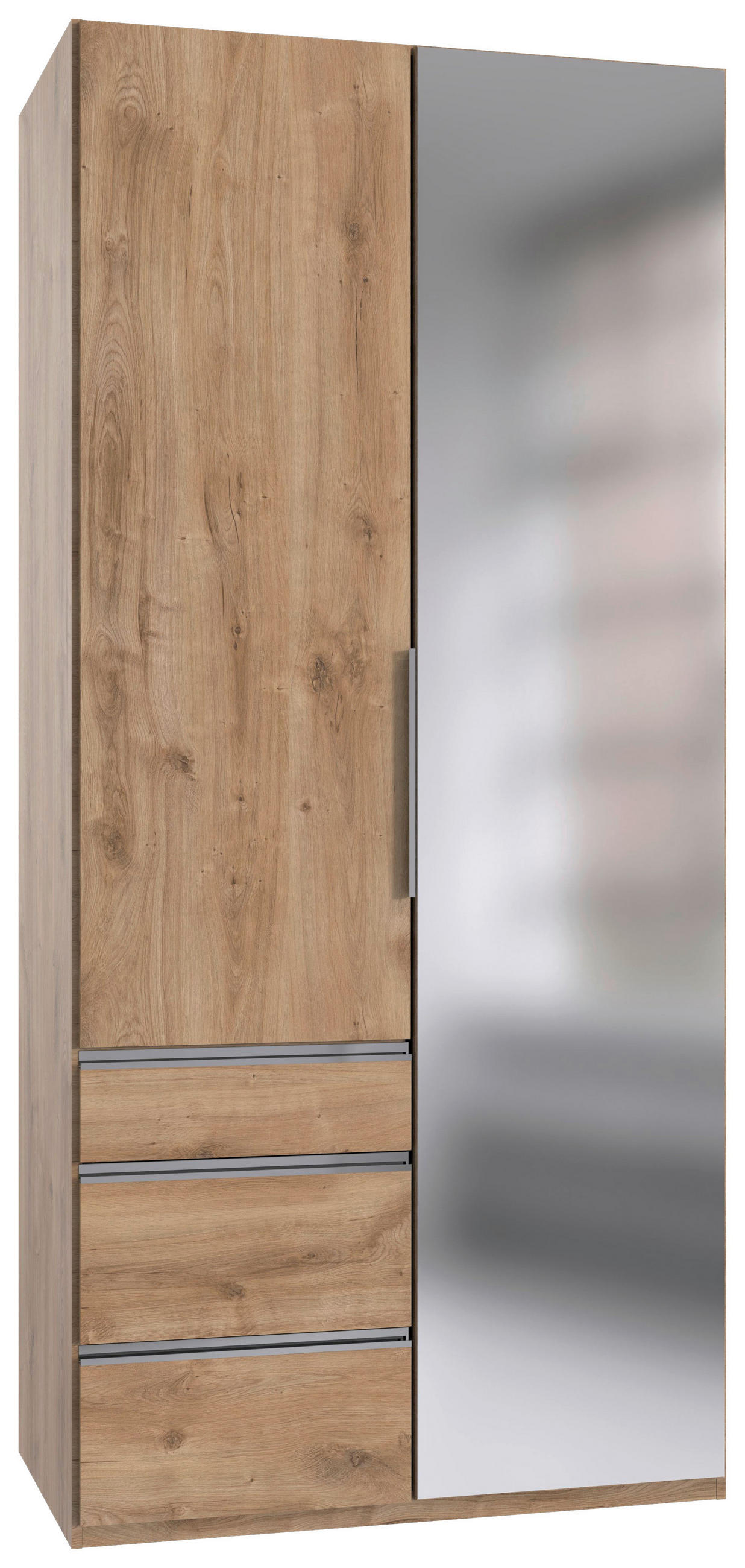 DREHTÜRENSCHRANK 100/236/58 cm,  in Plankeneiche, 2 Tür(en)  - Chromfarben/Plankeneiche, KONVENTIONELL, Glas/Holzwerkstoff (100/236/58cm) - MID.YOU