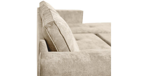 ECKSOFA Naturfarben Flachgewebe - Schwarz/Naturfarben, KONVENTIONELL, Textil/Metall (252/162cm) - Carryhome