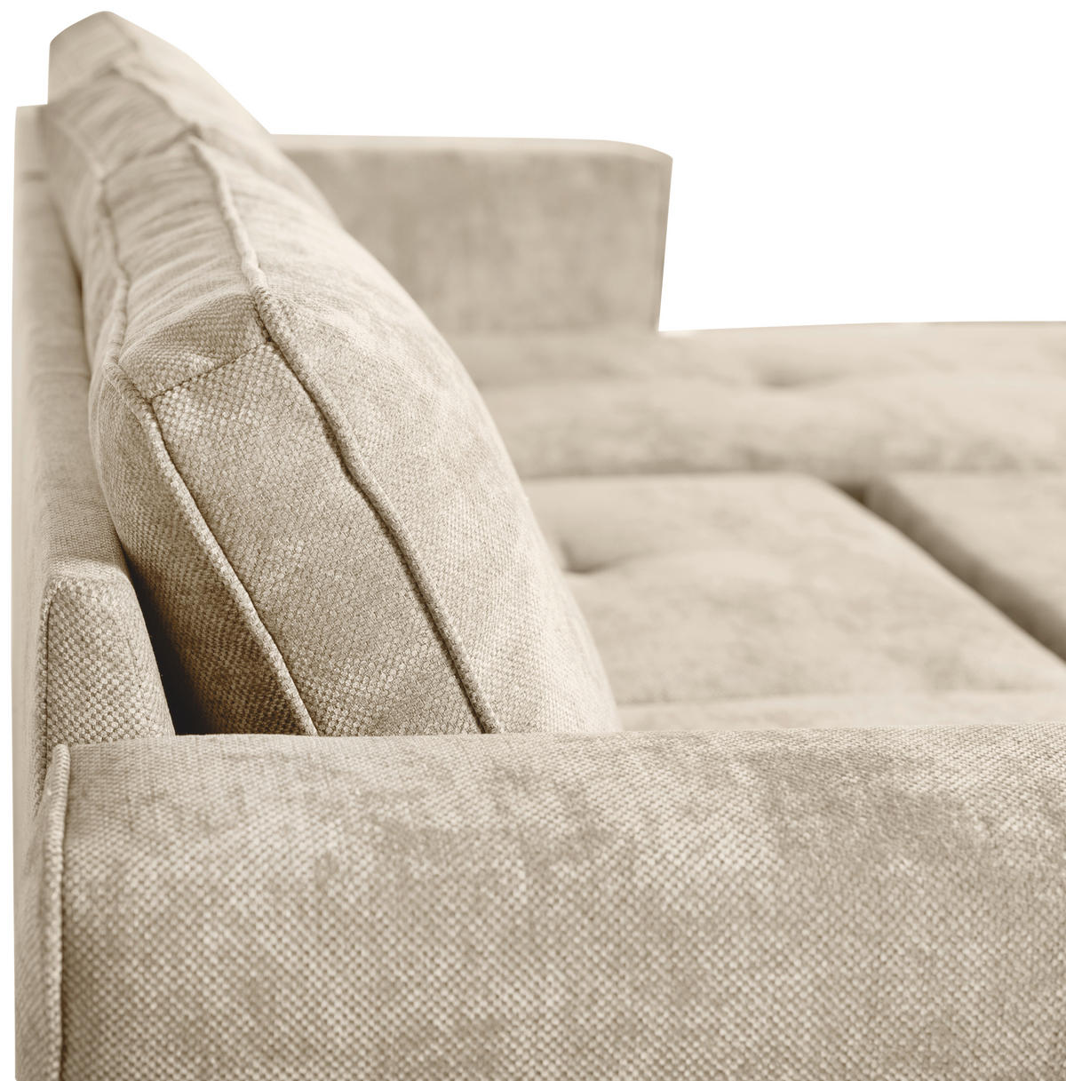 ECKSOFA in Flachgewebe Naturfarben  - Schwarz/Naturfarben, KONVENTIONELL, Textil/Metall (252/162cm) - Carryhome