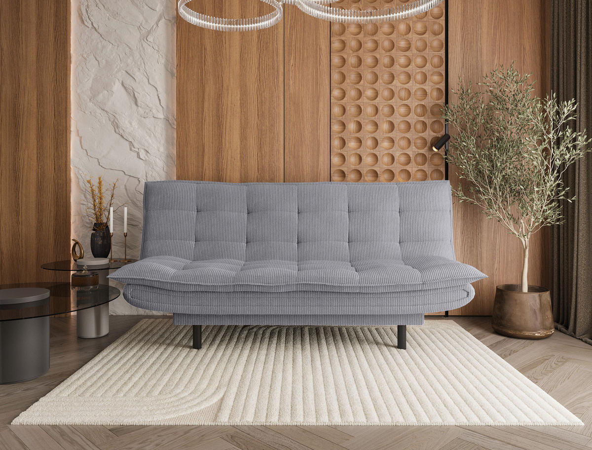 SCHLAFSOFA Cord Hellgrau  - Hellgrau/Schwarz, Design, Textil (194/100/90cm) - Ti'me