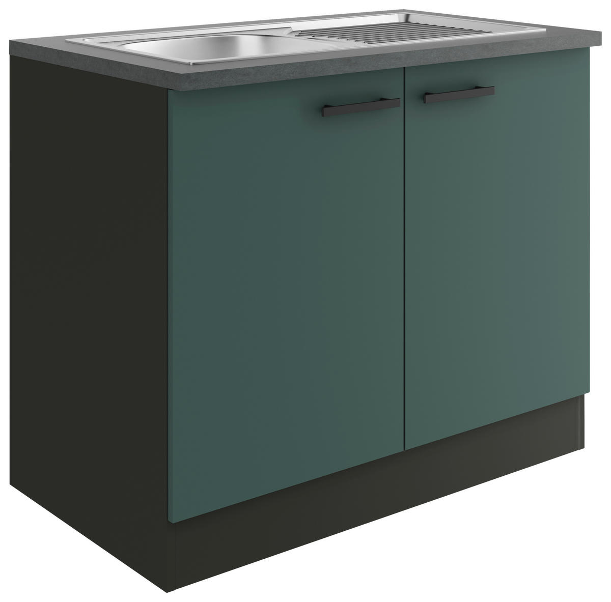 SPÜLENUNTERSCHRANK 100/84,8/60 cm  in Anthrazit, Dunkelgrün  - Dunkelgrün/Anthrazit, Basics, Holzwerkstoff/Metall (100/84,8/60cm) - Optifit