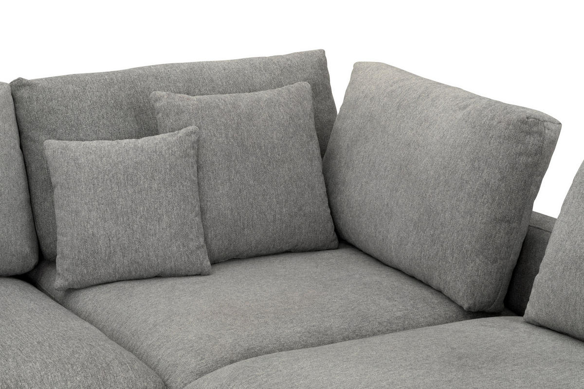 ECKSOFA Grau Webstoff  - Schwarz/Grau, Design, Textil/Metall (323/212cm) - Livetastic