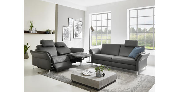 3-SITZER-SOFA in Echtleder Anthrazit  - Anthrazit/Alufarben, Design, Leder/Metall (190/82/99cm) - Dieter Knoll