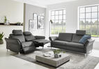 DREISITZER-SOFA Echtleder Anthrazit  - Anthrazit/Alufarben, Design, Leder/Metall (190/82/99cm) - Dieter Knoll