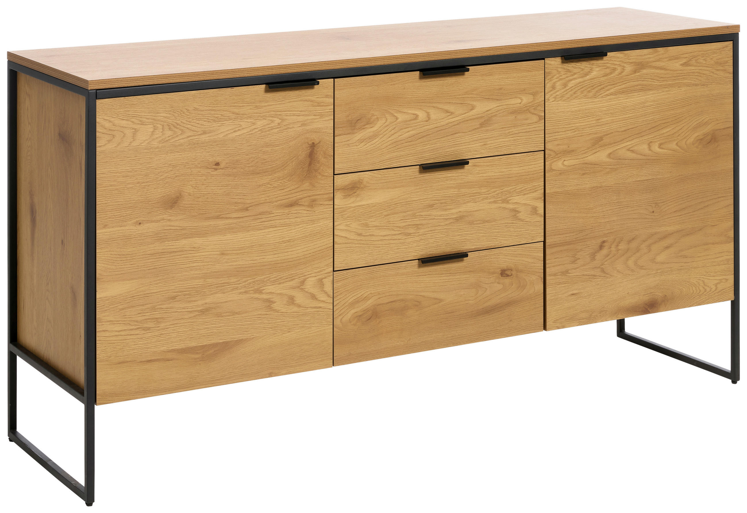 SIDEBOARD Eichefarben 155/80,6/45 cm - Eichefarben/Schwarz, Design, Holzwerkstoff/Metall (155/80,6/45cm) - Lomoco