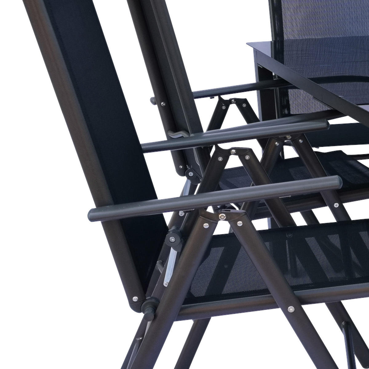 GARTENGARNITUR 7-teilig Aluminium  - Schwarz, Basics, Metall (140/73/80cm) - MID.YOU