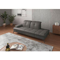 RÉCAMIERE Vliesstoff Kombination Echtleder/Stoff Mokka  - Schwarz/Mokka, Konventionell, Leder/Textil (231/90/122cm) - Sit & More