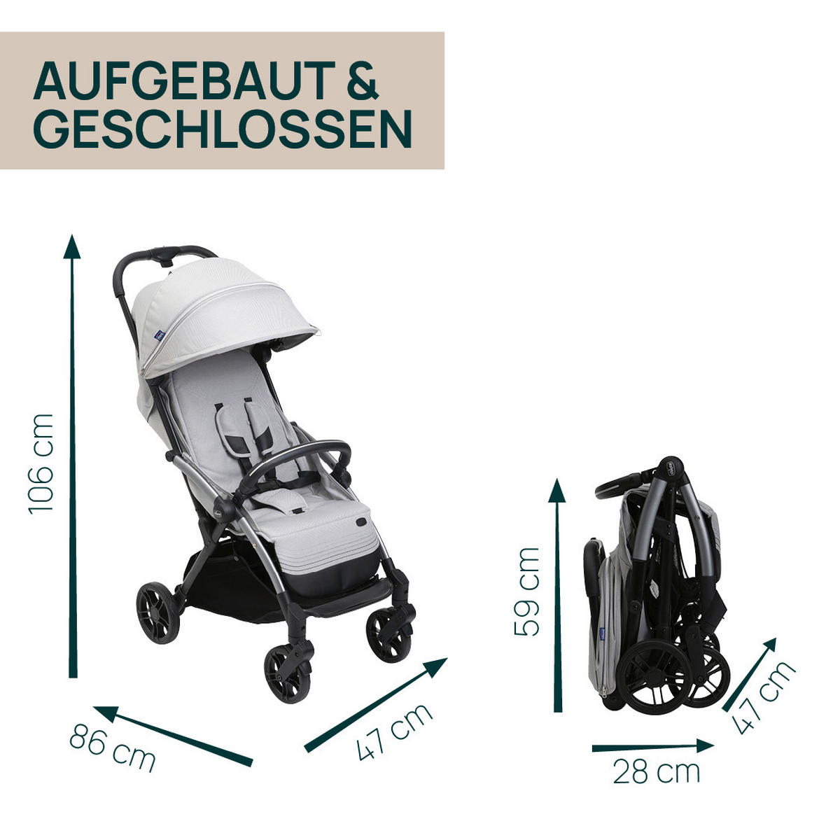 BUGGY GOODY XPLUS  - Hellgrau, Basics, Textil/Metall (47/86/106cm) - Chicco