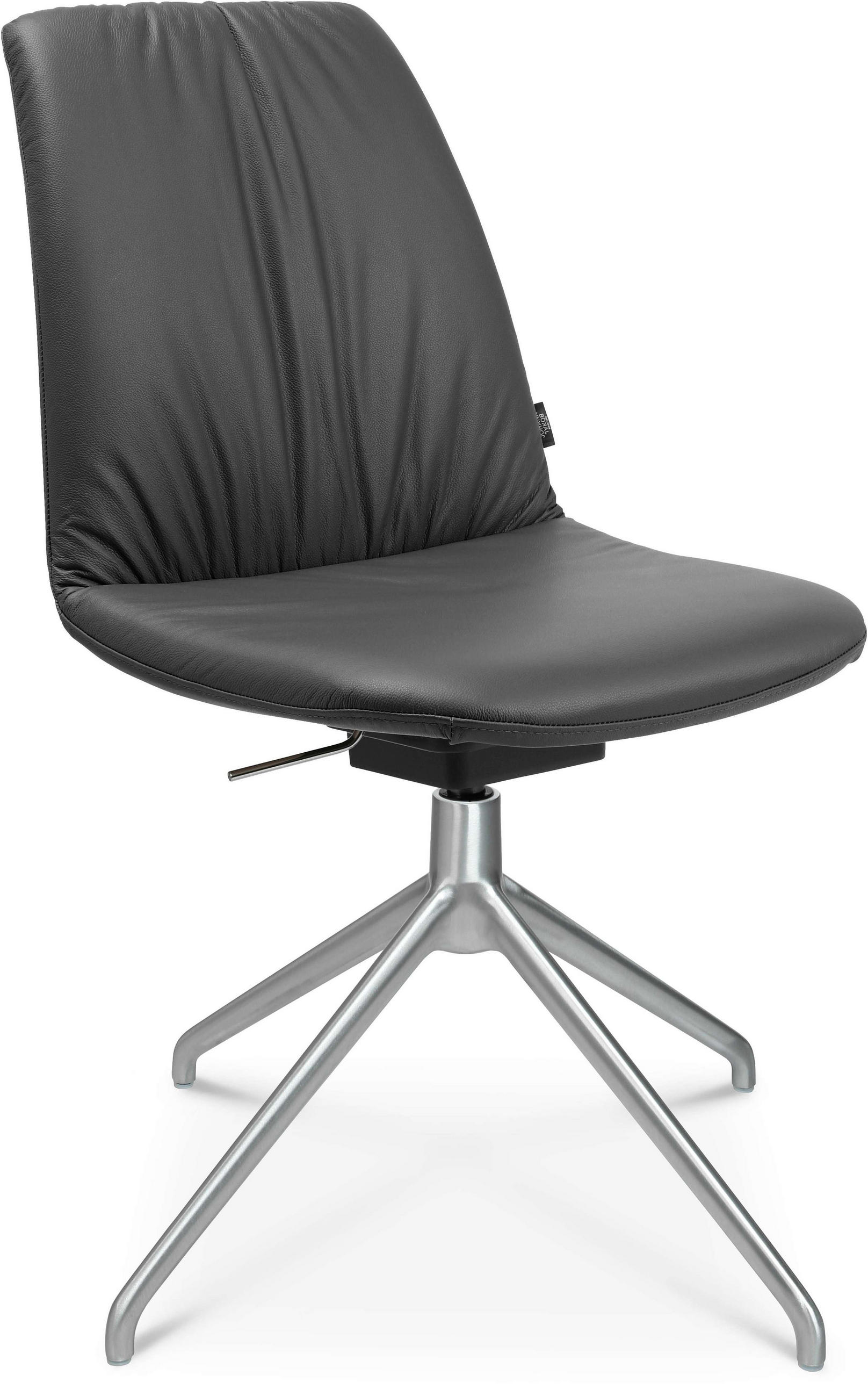STUHL  in Aluminium Echtleder pigmentiert Metall, Leder  - Anthrazit/Alufarben, Design, Leder/Metall (46/81,5-84,5/55cm) - Johann Jakob
