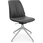 STUHL Echtleder Anthrazit, Alufarben  - Anthrazit/Alufarben, Design, Leder/Metall (46/81,5-84,5/55cm) - Johann Jakob