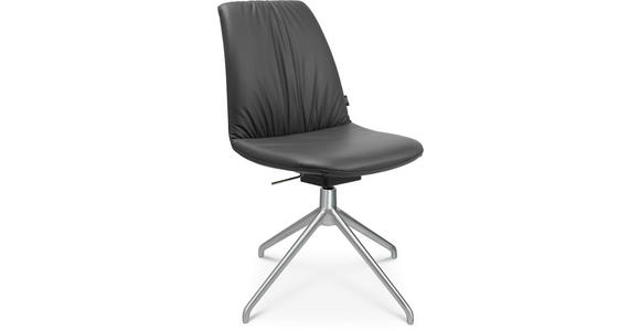 STUHL in Aluminium Echtleder pigmentiert Metall, Leder - Anthrazit/Alufarben, Design, Leder/Metall (46/81,5-84,5/55cm) - Johann Jakob