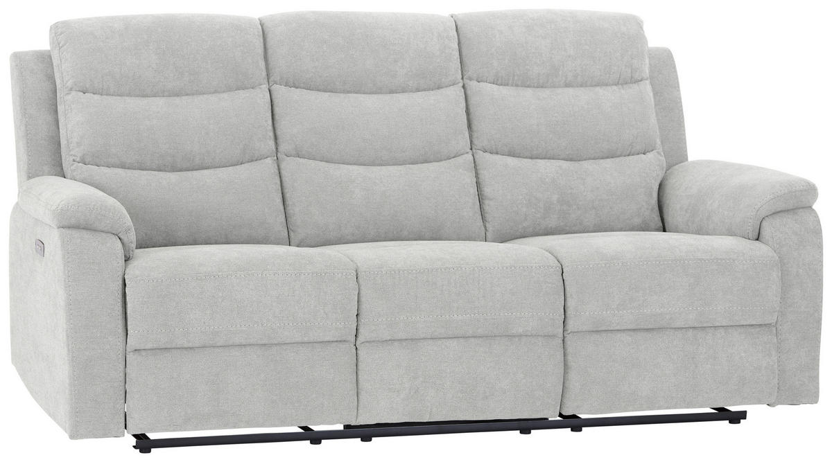 3-SITZER-SOFA Webstoff Hellgrau  - Hellgrau/Schwarz, KONVENTIONELL, Kunststoff/Textil (208/102/93cm) - P & B