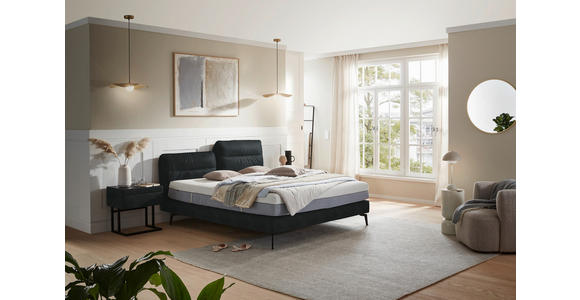 BOXSPRINGBETT 200/200 cm in Anthrazit - Anthrazit/Schwarz, Design, Textil/Metall (200/200cm) - Johann Jakob