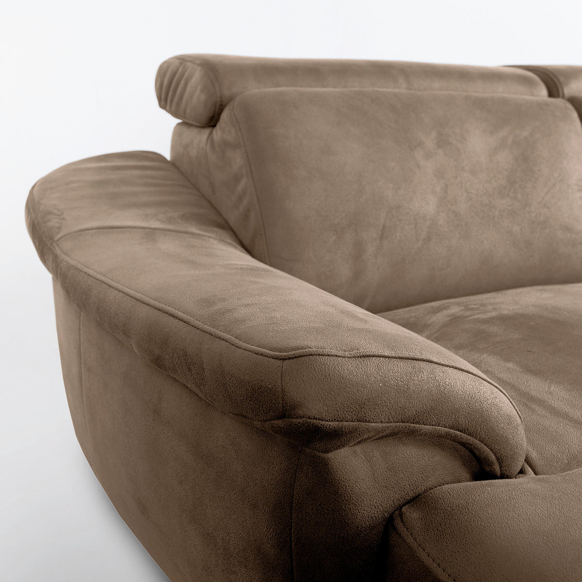 WOHNLANDSCHAFT Mikrofaser Braun  - Naturfarben/Braun, Design, Holz/Textil (238/347/273cm) - Livetastic