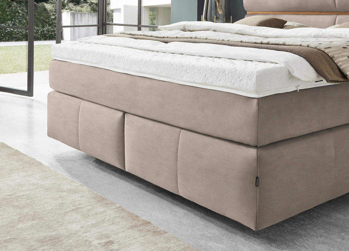 BOXSPRINGBETT 180/200 cm  in Eichefarben, Beige  - Eichefarben/Beige, Konventionell, Holz/Kunststoff (180/200cm) - Dieter Knoll