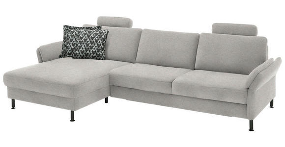 ECKSOFA  in Chenille, Flachgewebe Greige  175/316 cm  - Greige/Schwarz, Design, Textil/Metall (175/316cm) - Dieter Knoll