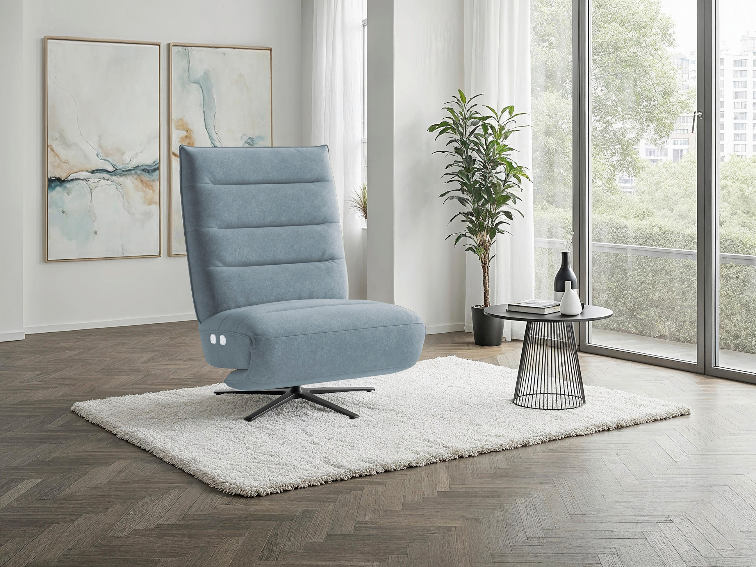RELAXAČNÍ KŘESLO, textil, světle modrá - černá/světle modrá, Basics, kov/textil (80/109/98cm) - Sit & More