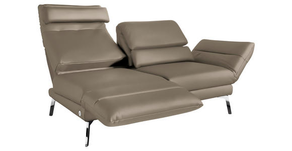 2-SITZER-SOFA Echtleder Taupe  - Taupe/Chromfarben, Design, Leder/Metall (198-246/83/96-187cm) - Dieter Knoll