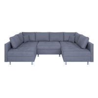 WOHNLANDSCHAFT Grau Webstoff  - Chromfarben/Schwarz, Design, Textil (192/308/192cm) - P & B