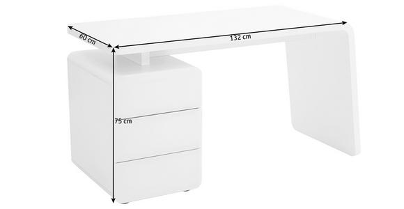 SCHREIBTISCH 132/60/75 cm in Weiß - Weiß, Design, Glas/Holzwerkstoff (132/60/75cm) - Venda