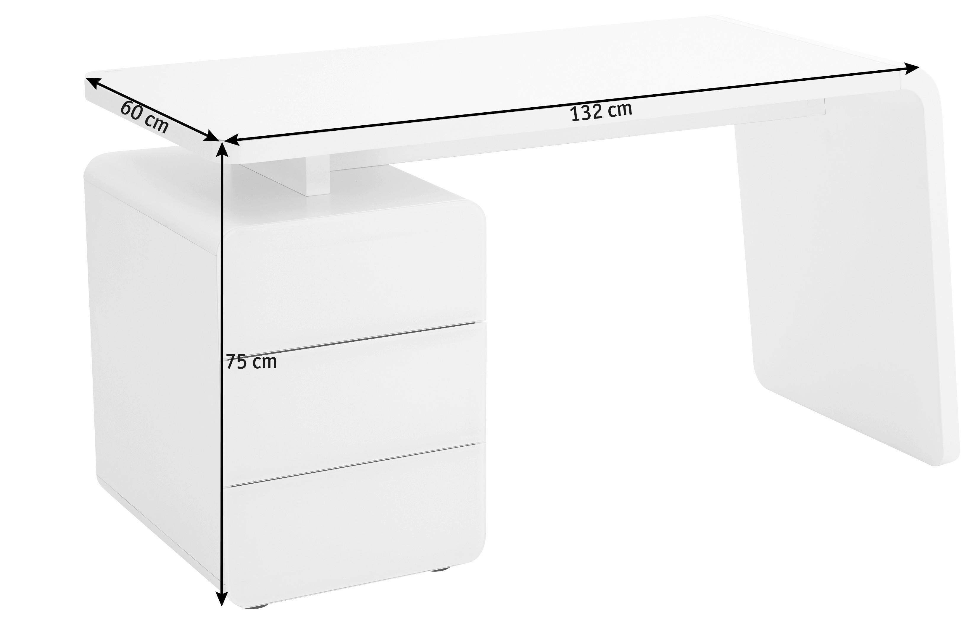 SCHREIBTISCH 132/60/75 cm  in Weiß  - Weiß, Design, Glas/Holzwerkstoff (132/60/75cm)