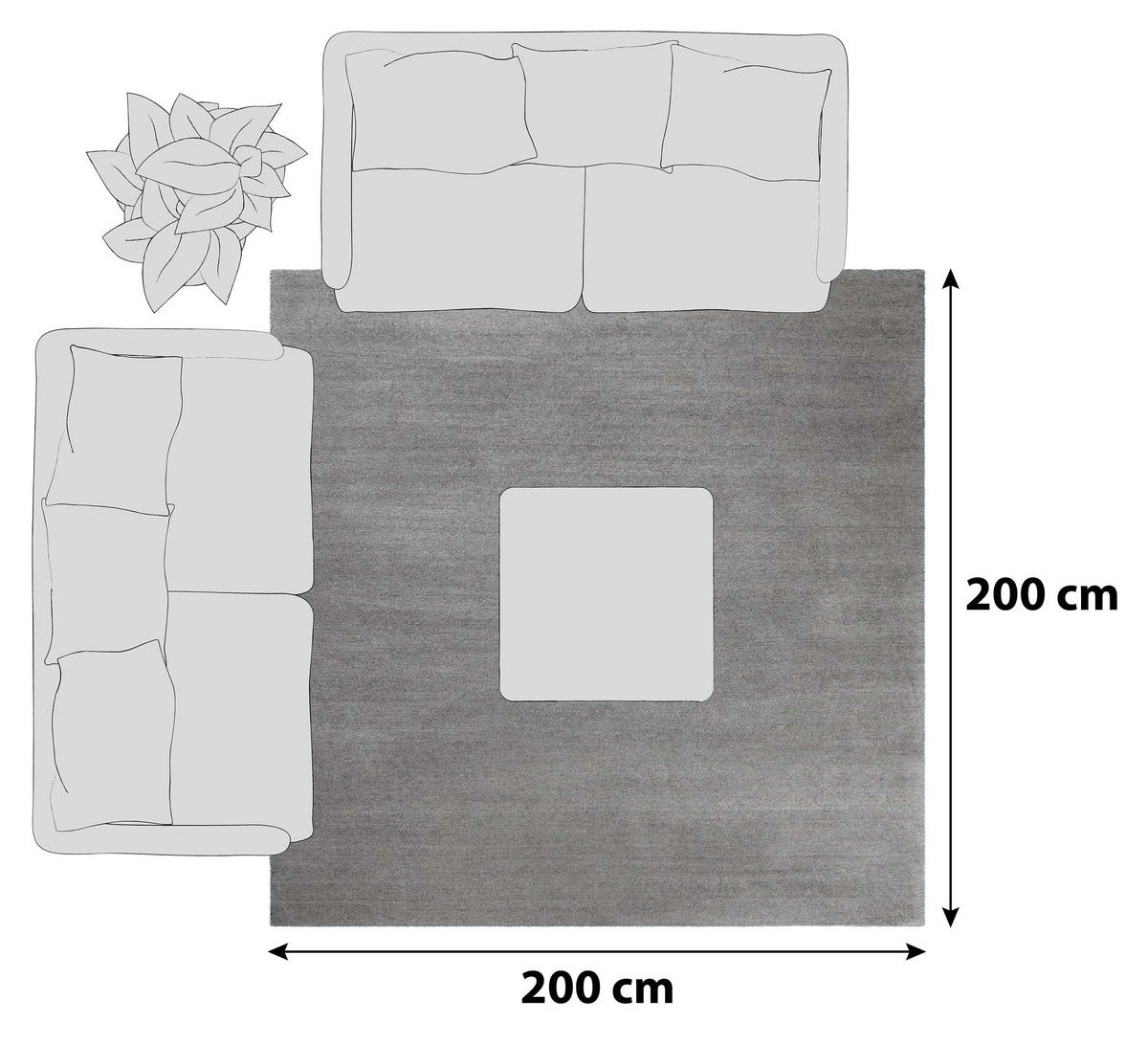 HOCHFLORTEPPICH 200/200 cm Loft Grau  - Grau, Basics, Textil (200/200cm) - Esprit