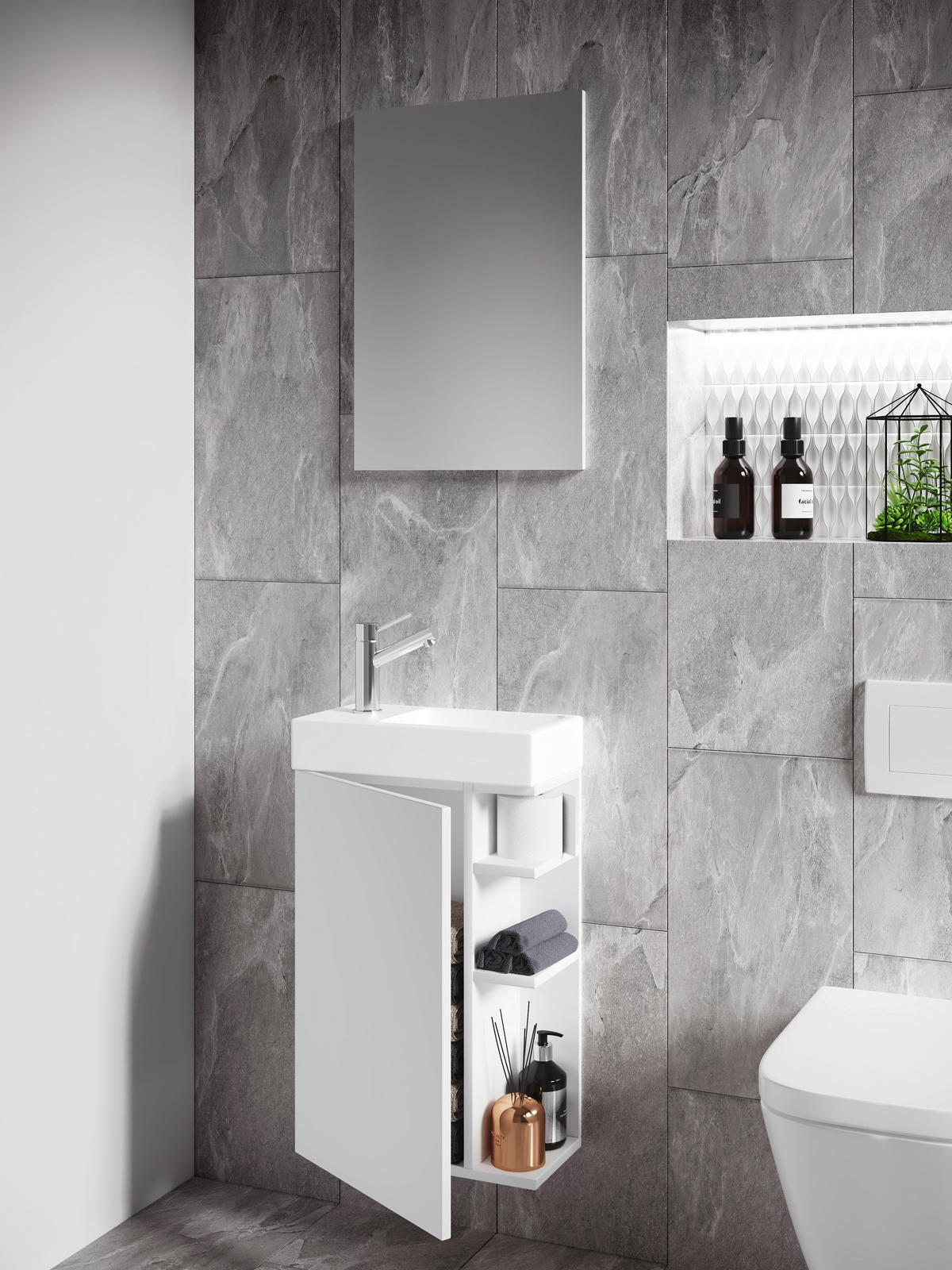 GÄSTEBAD - Weiß, MODERN, Glas/Keramik (40cm) - MID.YOU