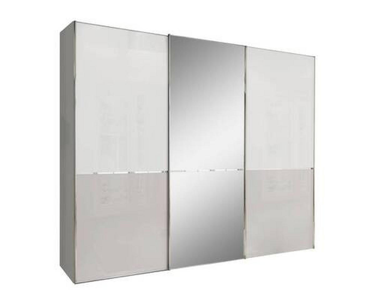 SCHWEBETÜRENSCHRANK  in Grau, Weiß  - Chromfarben/Weiß, KONVENTIONELL, Glas/Holzwerkstoff (250/217/67cm) - Novel