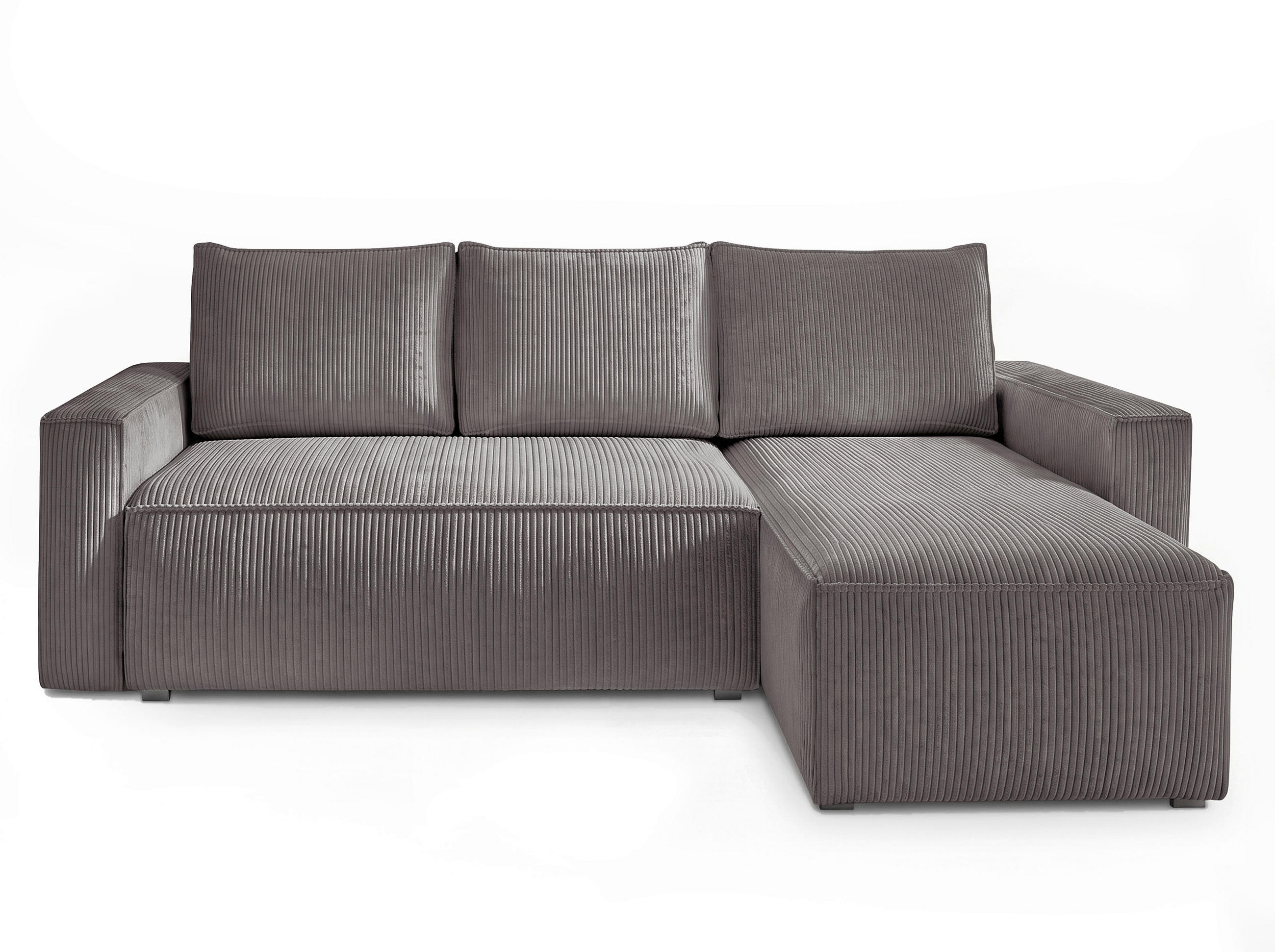 ECKSOFA Grau Cord Rückenkissen, Bettkasten, Schlaffunktion, Rücken echt, Liegefläche im Originalstoff  - Schwarz/Grau, MODERN, Kunststoff/Textil (232/140cm) - Xora