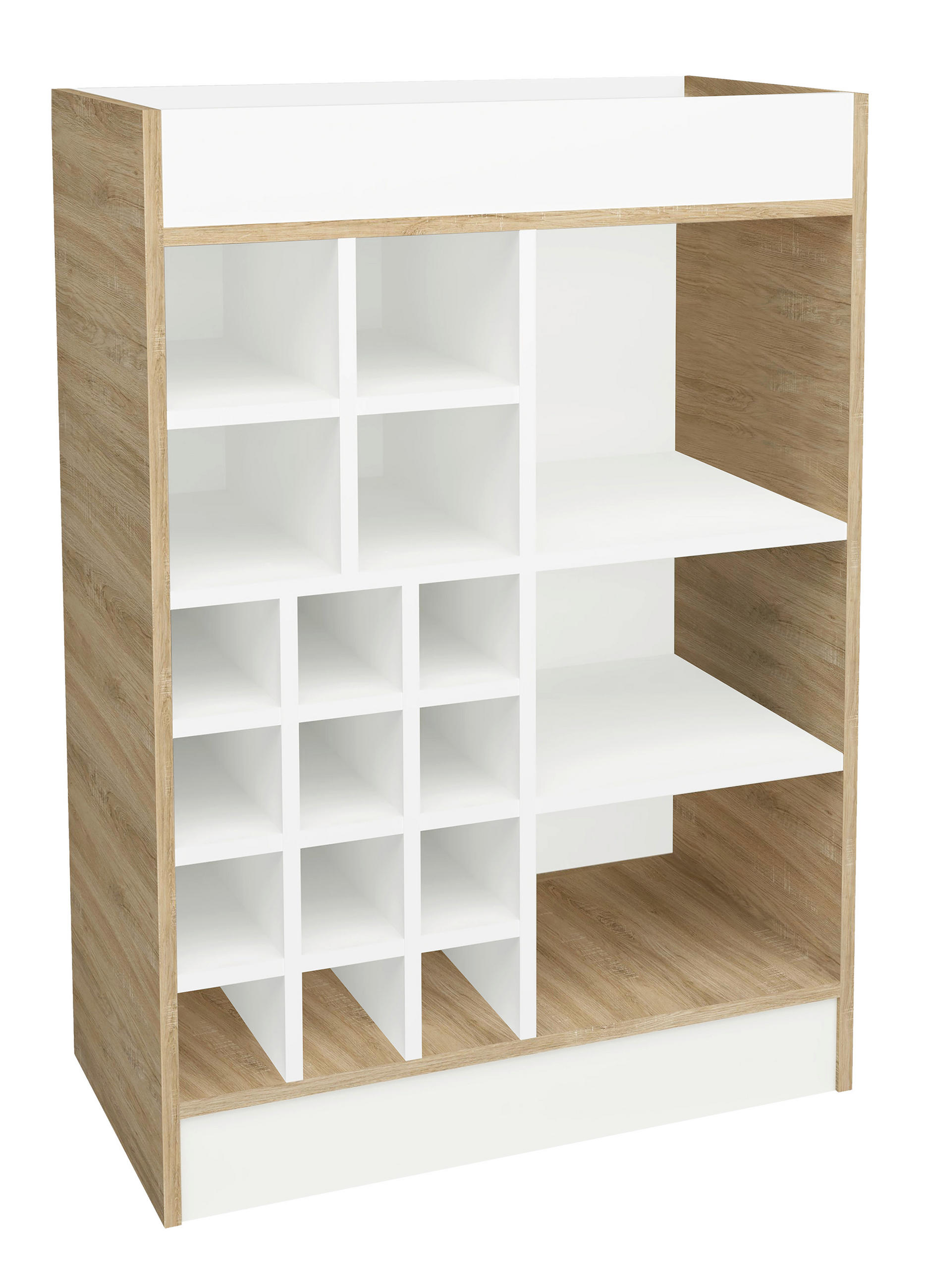WEINSCHRANK  - Weiß/Sonoma Eiche, Basics, Holzwerkstoff (70/100/38cm) - MID.YOU