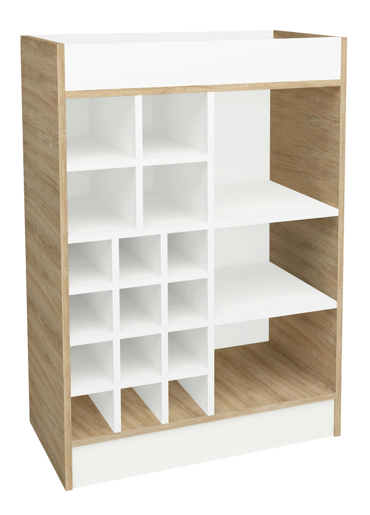 WEINSCHRANK 70/100/38 cm  - Weiß/Sonoma Eiche, Basics, Holzwerkstoff (70/100/38cm) - MID.YOU