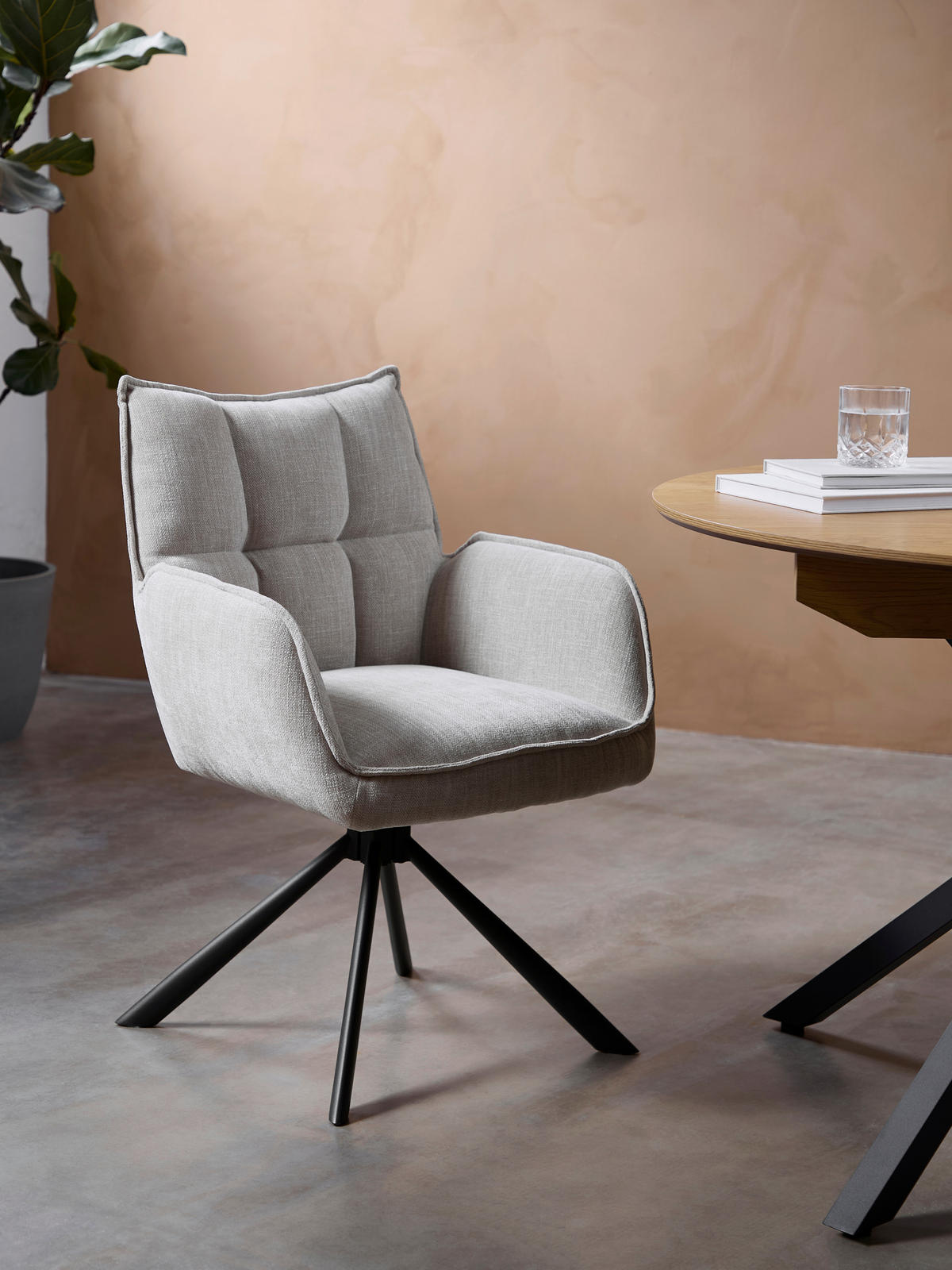 ARMLEHNSTUHL-SET 2 Stück  in Chenille  - Beige/Creme, MODERN, Textil/Metall (59/86/65cm) - Livetastic