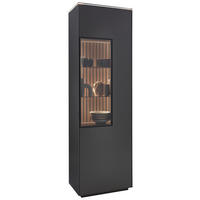 VITRINE in Eiche Anthrazit, Eichefarben  - Eichefarben/Anthrazit, Design, Glas/Holz (60,8/198,6/40cm) - Dieter Knoll