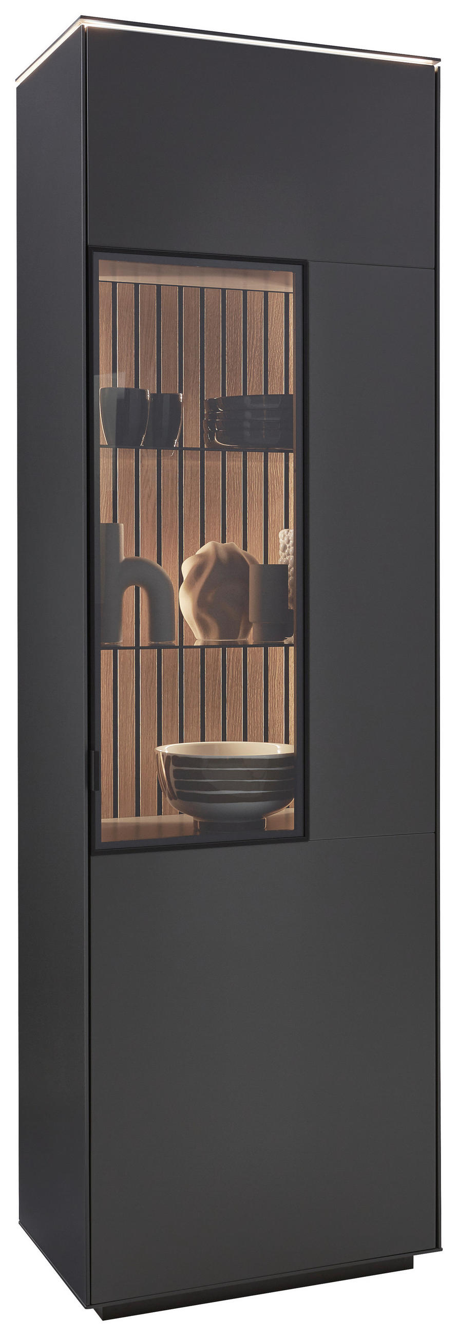 VITRINE in Eiche Anthrazit, Eichefarben  - Eichefarben/Anthrazit, Design, Glas/Holz (60,8/198,6/40cm) - Dieter Knoll
