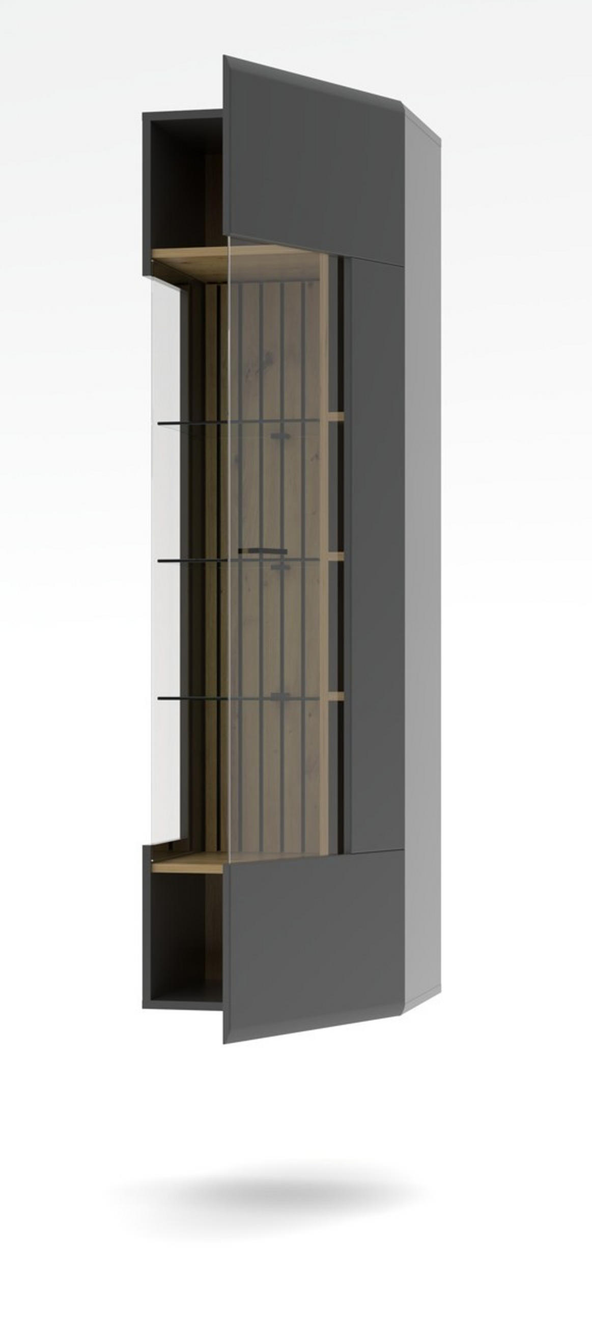 HÄNGEVITRINE in Graphitfarben, Eiche Artisan   - Schwarz/Graphitfarben, Design, Glas/Holzwerkstoff (49/167/40cm) - MID.YOU