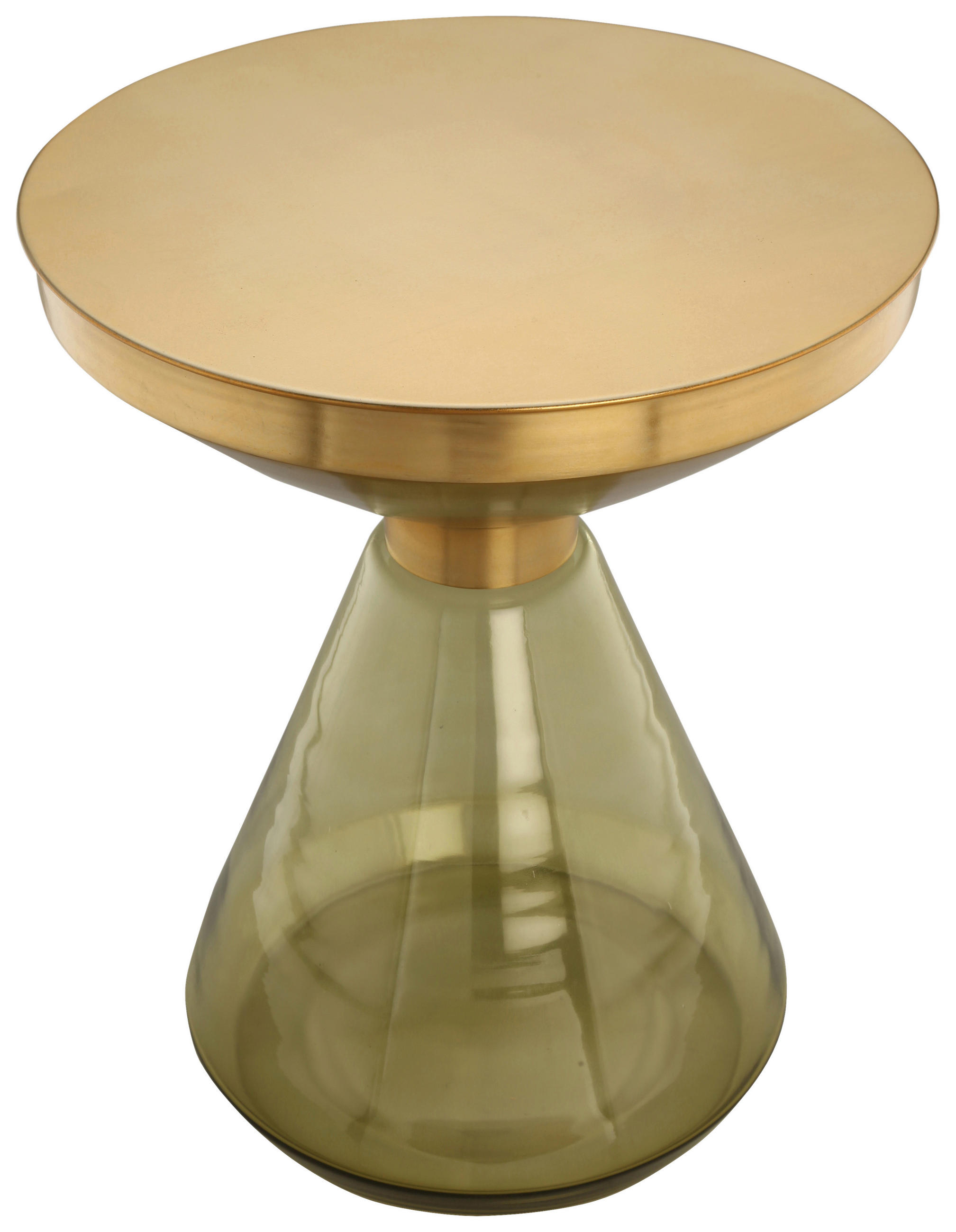 BEISTELLTISCH in Metall, Glas  - Goldfarben/Grün, Design, Glas/Metall (41,5/53cm) - Kayoom