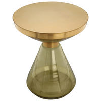 BEISTELLTISCH in Metall, Glas  - Goldfarben/Grün, Design, Glas/Metall (41,5/53cm) - Kayoom